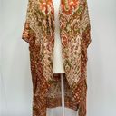 Avenue Zoe Rust Orange & Beige Boho Open Front Draped Kimono Wrap One Size Photo 4