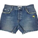 We The Free  Embroidered Jean Shorts Sz 29" Yellow Flower Denim Jorts 70s People Photo 0