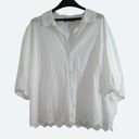 Suzy Shier  white cotton top with eyelet hem size XXL Photo 0