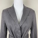 BCBGMAXAZRIA  Blazer Jacket Women S Gray Linen Pinstripe Belted Stretch Button Up Photo 12