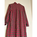 L.L.Bean  Womens M  Plaid Red Flannel 100% Cotton Nightgown Cozy Vintage Button Photo 3