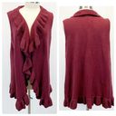 cupio NEW  Womens XL Sweater Vest Ruffled Current Crush Maroon Bohemian Feminine Photo 1