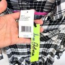 Sam Edelman  Plaid Shirt Dress Long Sleeve Size 2 Black White Photo 4