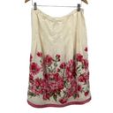 J.Jill  Womens Side Zip Floral Pleated Linen A-Line Midi Skirt Cream Pink Medium Photo 2