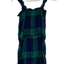 Aerie NWOT  Flannel Pliad Romper Tie Detailing Green Blue Super Soft Small Photo 5