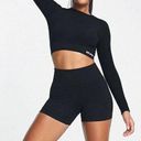 Urban Threads Seamless Long Sleeve Crop Top Biker Short Set Womens Small Black Photo 0