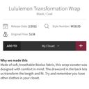 Lululemon  Transformation Wrap in Black & Coal Photo 13