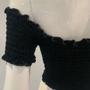 Vintage Havana  Off The Shoulder Velvet Top in Black Photo 5