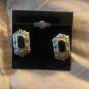 Onyx Vintage silver tone  clip on earrings Photo 0