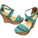 Twisted , Strappy Wedges, slip in and step out. Aqua Blue Photo 1