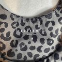 ALL FENIX Leopard Black Grey Sports Bra Back Cutout No Padding Medium Anthro Gray Photo 2