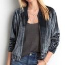 American Eagle NEW  Outfitters Velvet Bomber Jacket size M Grey Photo 1