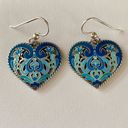 Brighton  Volare French Wire Heart Earrings Silver-Blue w/Swarovski Crystals EUC! Photo 3