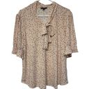 Adrianna Papell  Tie Neck Short Smocked Sleeve Printed Knit Moss Crepe Size XL Photo 0