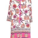 Chico's NWT Chico’s Floral Print Fitted Short Dress Pink Combo 3/4 Sleeves Womens 0 | XS Photo 3