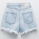 ZARA Blue Denim High Waisted Ripped Distressed Shorts Z1975 Photo 4