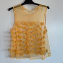 Daisy Y2k vintage boho  flower mesh tank top blouse festival yellow medium Photo 5