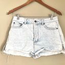 Amuse Society Acid Wash Shorts White Blue Size 28 High Rise Button Fly Distressed Photo 1