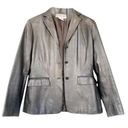 Jones New York  LEATHER JACKET Metallic Black Size 14 Photo 0