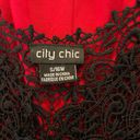 City Chic  red knit black lace sleeveless peplum style pullover  blouse Size 16W. Photo 6