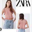 ZARA  pink knit sleeveless ruffled sweater size Small Photo 2