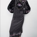 ZARA  EMBROIDERED MIDI Dress w/ Round Neck & Long Sleeves w/ Elastic Cuffs NEW Photo 8