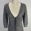 DKNY  Loose Knit Deep V neck Black and White Button Cardigan Size Medium Photo 1