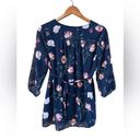 Isabel Maternity  Navy Floral 3/4 Sleeve Babydoll Blouse Size Small Photo 2