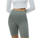 Bozzolo Olive Green Seamless Ribbed Biker Shorts Photo 2