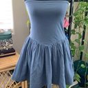 Free People NWT  Onda Dusty Blue Drop Waist Mini Dress - S Photo 0