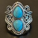 Turquoise stone silver plated ring size 4 Photo 0