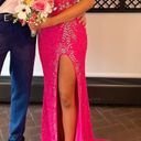 Jovani Pink Sequin Strapless Prom Dress Photo 3