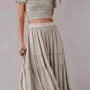 American Eagle Beige Neutral Boho Tiered High Waisted Maxi /Midi Skirt XS Photo 0