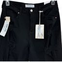 Wax Jean  JRS SZ 11/30 Mom Jeans High-Rise Distressed Stretch Pockets Black New Photo 1