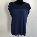 Maison Jules New  Eyelet Flutter Sleeves Top Navy Photo 1