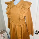 Aura  Exaggerated Ruffle Double Breasted Coat Camel L NWT Photo 7