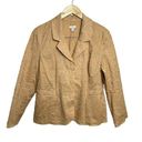 J.Jill  Ginger 100% Cotton Boho Embroidered Lined Blazer Jacket Size 12 p Tan Photo 0