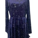 City Triangles NWT Size 17 Navy Blue Velvet Damask Jacquard Long Sleeve Skater Dress New Photo 0