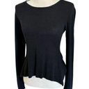 BCBGMAXAZRIA  Womens Audrey Black Long Sleeve Knit Peplum Top Solid Silk M Photo 0