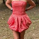 Jessica McClintock Vintage 80s 90s  coral bubble strapless ruched prom dress Photo 1