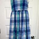 The Loft  Seersucker Plaid Print Sleeveless Midi Dress Photo 0