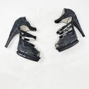 Jason Wu [] Black Textured Embossed Leather Strappy Sandals Platform Heels Sz 39 Photo 5