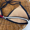 Tommy Hilfiger Vtg Y2K  Navy Colorblock Bikini Top Triangle Halter Tie Sz Large Photo 6