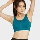 All In Motion WOMEN'S Medium Support Zip-Front Seamless Bra  Teal Size XS Photo 0