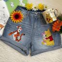 Disney embroidered Winnie the Pooh denim high waist shorts Photo 8