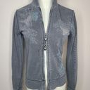 Vertigo Paris  Grey Floral‎ Sequin Lightweight Zip Hoodie Y2K Size S Photo 2