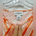 Peck & Peck  Women's Orange & White Boat Neck Short Sleeve Stretch Blouse Shirt L Photo 5