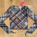 Beginning Boutique  Enamored Long Sleeve Crop Length Top Check Size US6 Photo 3