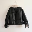 H&M Oversized vegan leather belt buckle moto jacket coat with fur lining Photo 2