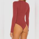 RE/DONE REDONE Women's Red Ribbed Long-Sleeve Stretch Cotton Bodysuit Size Small Photo 2